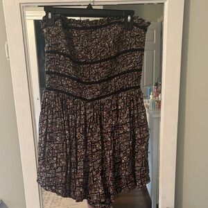 Floral Black and Brown Women's Romper